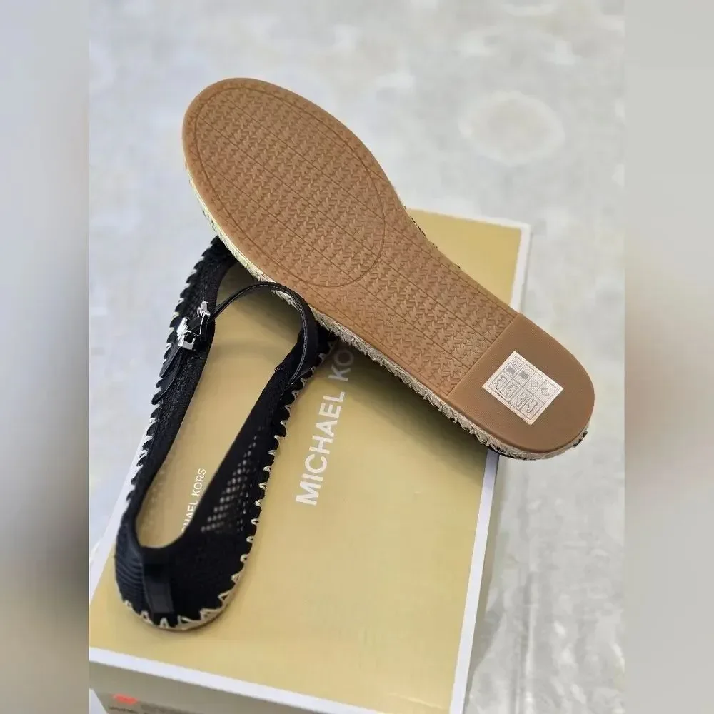 Michael Kors Black Mesh Espadrille Mary Jane Flats